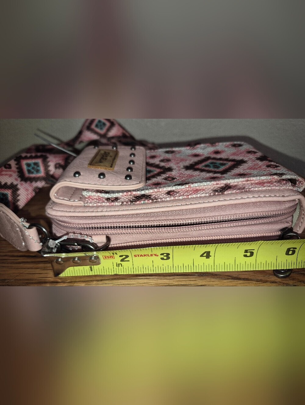 New With Tags Wrangler Boho Aztec Crossbody, Pink, Brown, Turqoise - Picture 4 of 8